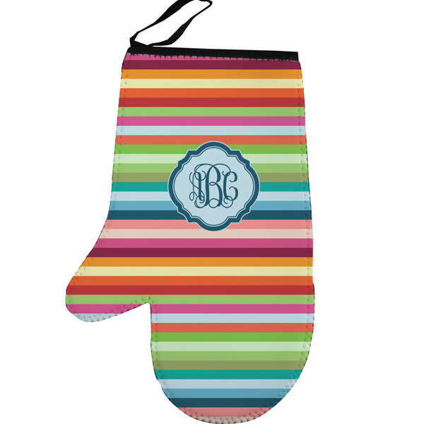 Retro Horizontal Stripes Personalized Oven Mitt - Left