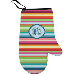 Retro Horizontal Stripes Right Oven Mitt w/ Monogram