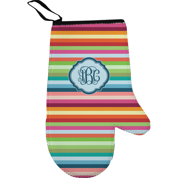 Custom Retro Horizontal Stripes Oven Mitt (Personalized)