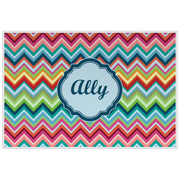 Retro Horizontal Stripes Personalized Placemat (Back)