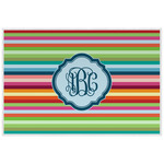 Retro Horizontal Stripes Laminated Placemat w/ Monogram