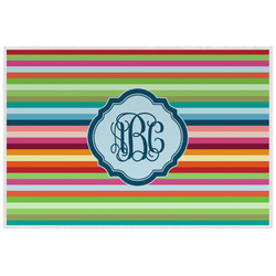 Retro Horizontal Stripes Laminated Placemat w/ Monogram