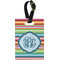 Retro Horizontal Stripes Plastic Luggage Tag - Rectangular w/ Monogram