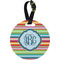 Retro Horizontal Stripes Plastic Luggage Tag - Round (Personalized)