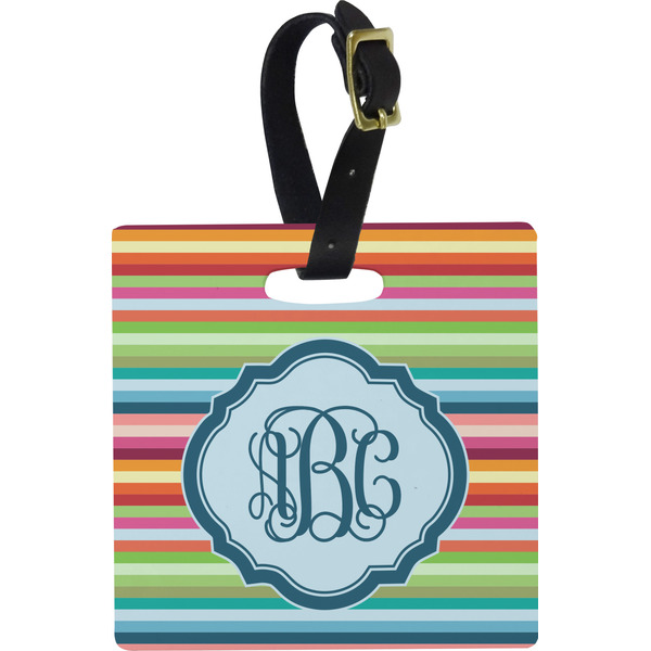 Retro Horizontal Stripes Personalized Square Luggage Tag