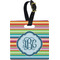 Retro Horizontal Stripes Plastic Luggage Tag - Square w/ Monogram