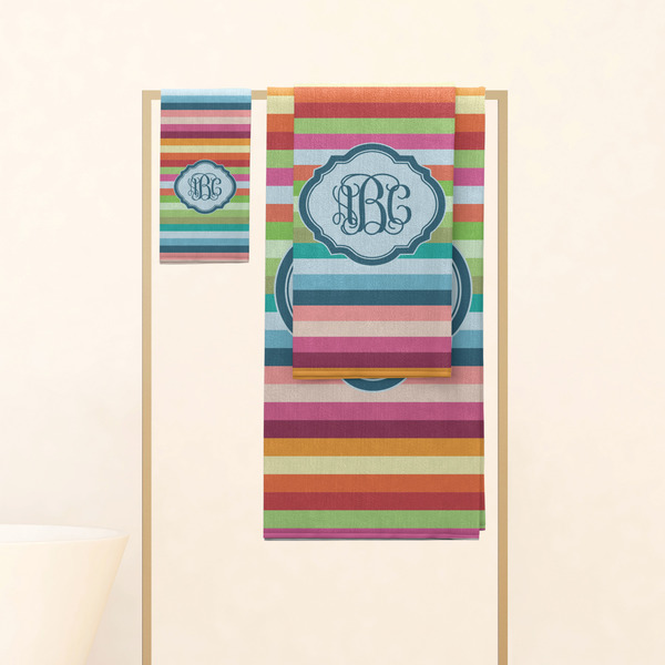 Retro Horizontal Stripes Personalized Towel Set