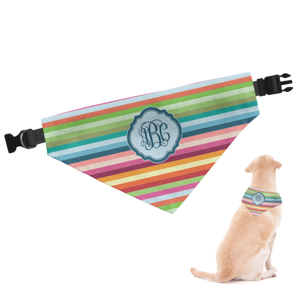 Custom Retro Horizontal Stripes Dog Bandana - Large (Personalized)