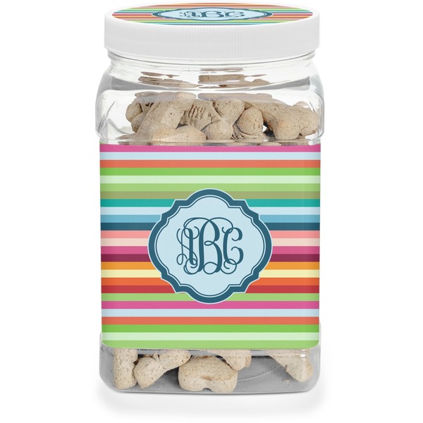 Custom Retro Horizontal Stripes Dog Treat Jar (Personalized)