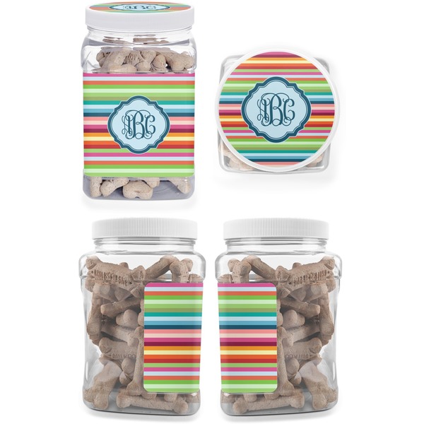 Retro Horizontal Stripes Pet Treat Jar - Multiple Angles