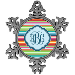 Retro Horizontal Stripes Vintage Snowflake Ornament (Personalized)