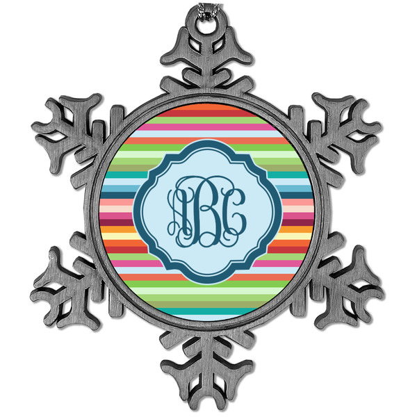 Custom Retro Horizontal Stripes Vintage Snowflake Ornament (Personalized)