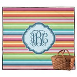 Retro Horizontal Stripes Outdoor Picnic Blanket (Personalized)