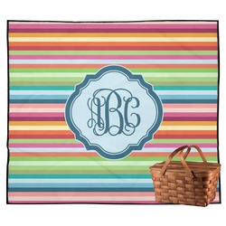 Retro Horizontal Stripes Outdoor Picnic Blanket (Personalized)