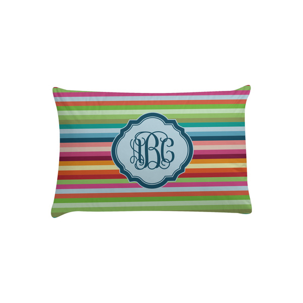 Custom Retro Horizontal Stripes Pillow Case - Toddler w/ Monogram