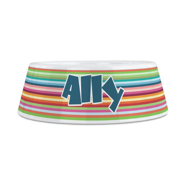 Retro Horizontal Stripes Plastic Dog Bowls - Medium - FRONT
