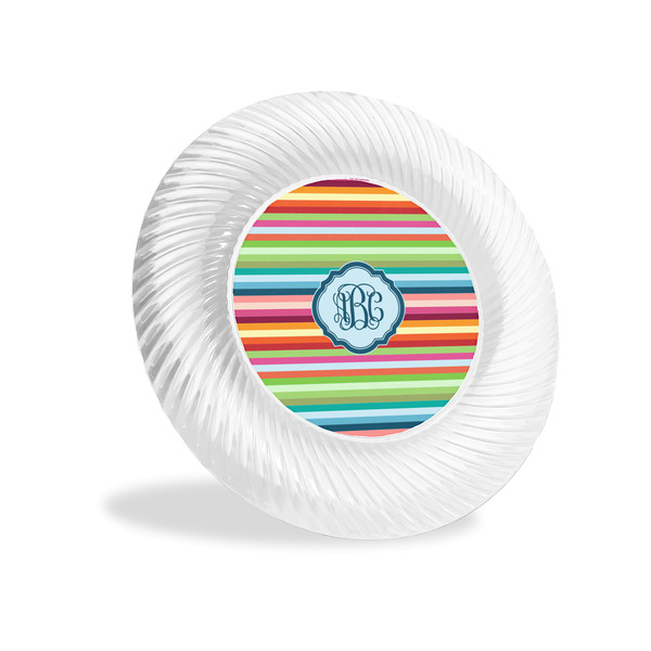Custom Retro Horizontal Stripes Plastic Party Appetizer & Dessert Plates - 6" (Personalized)