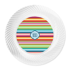 Retro Horizontal Stripes Plastic Party Dinner Plates - 10" (Personalized)