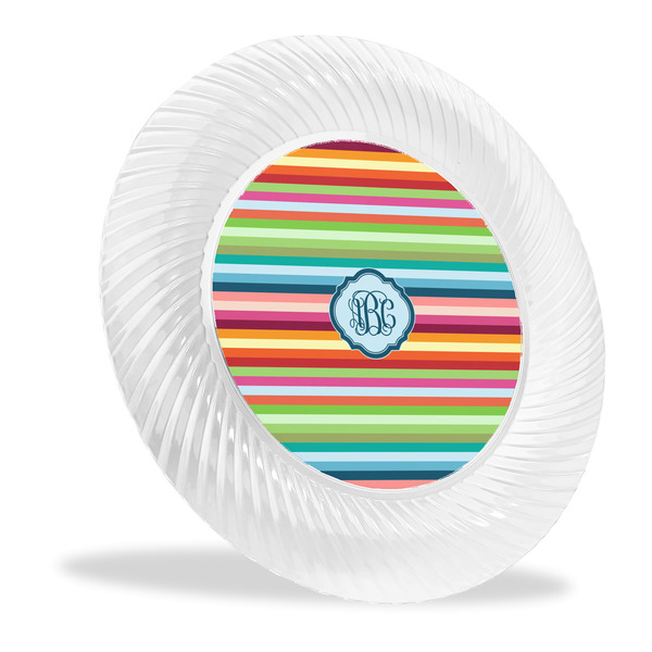 Custom Retro Horizontal Stripes Plastic Party Dinner Plates - 10" (Personalized)
