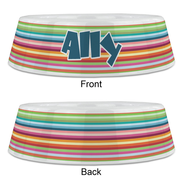Retro Horizontal Stripes Plastic Pet Bowls - Large - APPROVAL