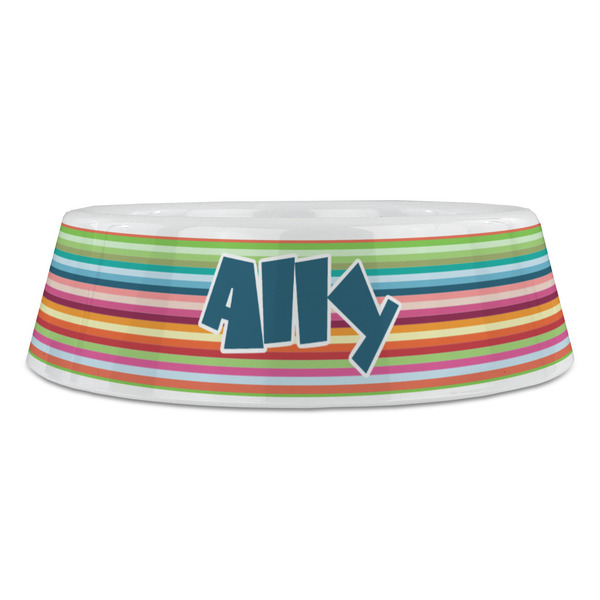 Retro Horizontal Stripes Plastic Pet Bowls - Large - FRONT