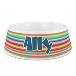 Retro Horizontal Stripes Plastic Dog Bowl (Personalized)