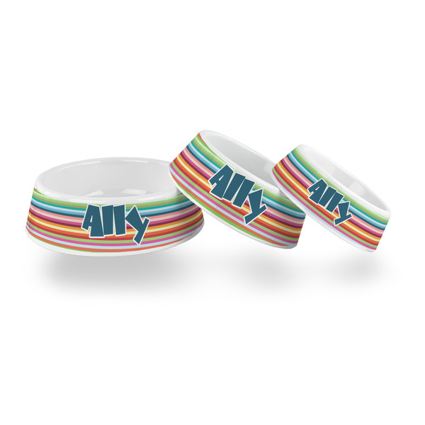 Retro Horizontal Stripes Plastic Pet Bowls - PARENT MAIN