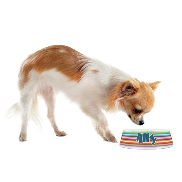 Retro Horizontal Stripes Plastic Pet Bowls - Small - LIFESTYLE