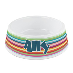 Retro Horizontal Stripes Plastic Dog Bowl - Small (Personalized)