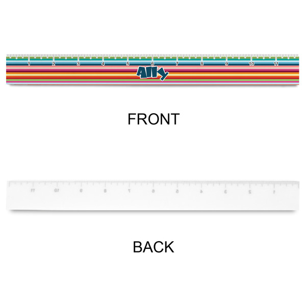 Retro Horizontal Stripes Plastic Ruler - 12" - APPROVAL
