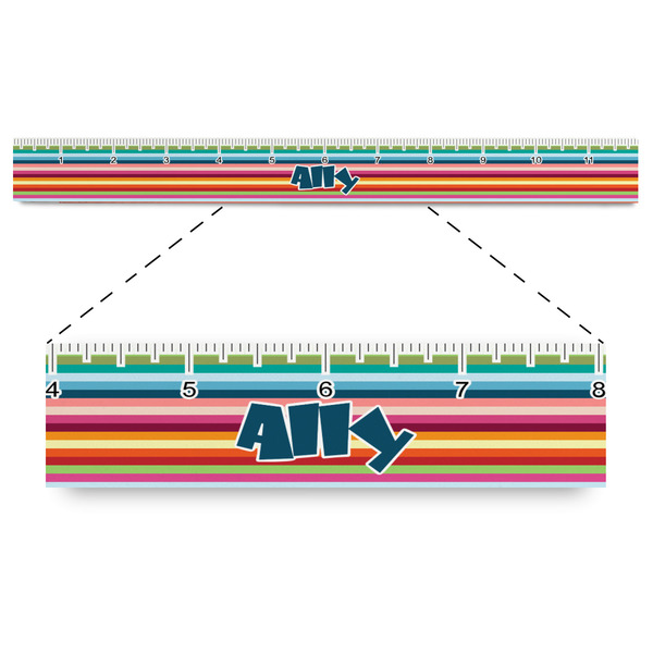 Custom Retro Horizontal Stripes Plastic Ruler - 12" (Personalized)