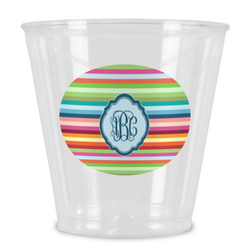 Retro Horizontal Stripes Plastic Shot Glass (Personalized)