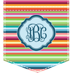 Retro Horizontal Stripes Iron On Faux Pocket (Personalized)