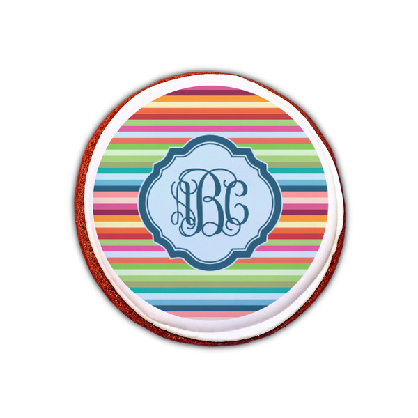 Retro Horizontal Stripes Printed Icing Circle - XSmall - On Cookie