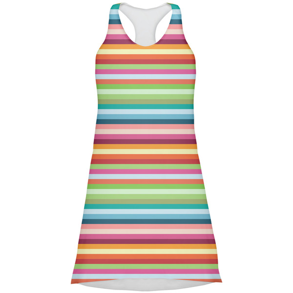Custom Retro Horizontal Stripes Racerback Dress - Large
