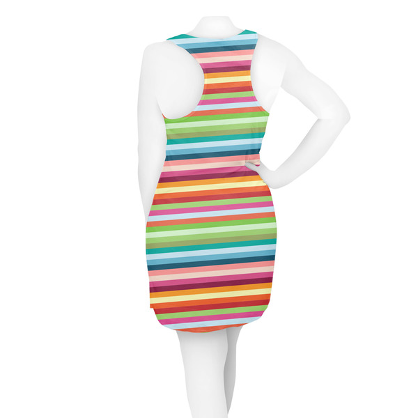 Retro Horizontal Stripes Racerback Dress - On Model - Back