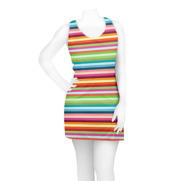 Retro Horizontal Stripes Racerback Dress - On Model - Front