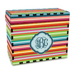 Retro Horizontal Stripes Wood Recipe Box - Full Color Print (Personalized)