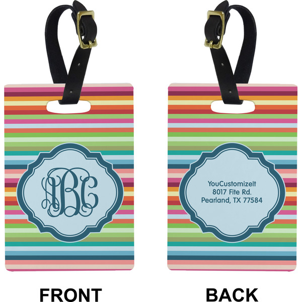 Retro Horizontal Stripes Rectangle Luggage Tag (Front + Back)