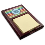 Retro Horizontal Stripes Red Mahogany Sticky Note Holder (Personalized)