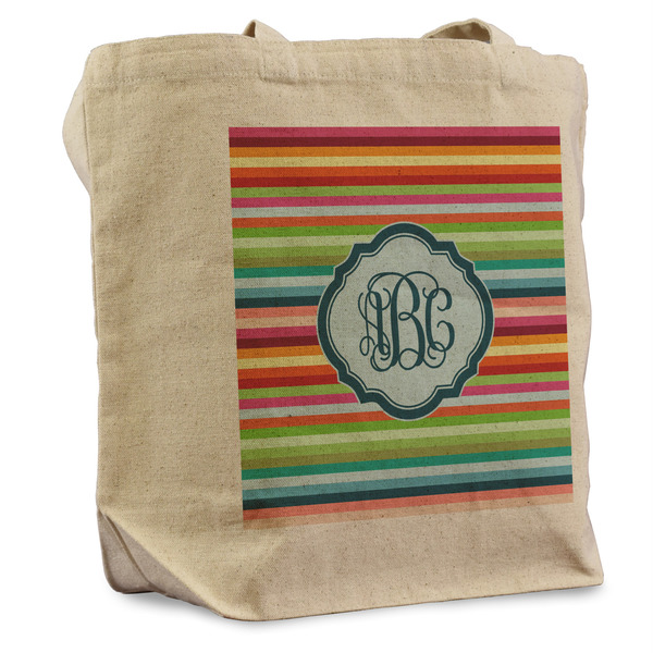 Custom Retro Horizontal Stripes Reusable Cotton Grocery Bag (Personalized)