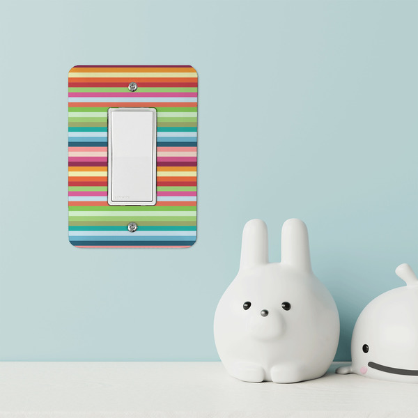 Retro Horizontal Stripes Rocker Light Switch Covers - Single - IN CONTEXT