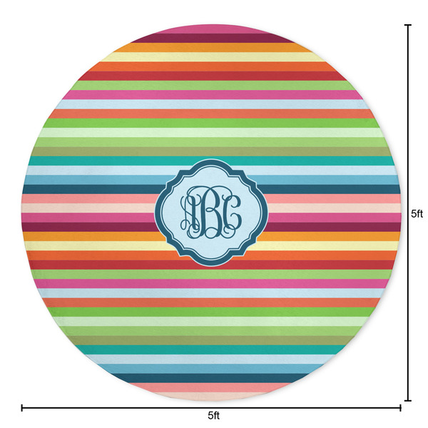 Retro Horizontal Stripes Round Area Rug - Size