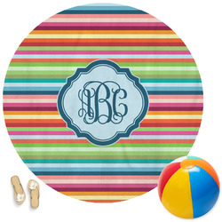 Retro Horizontal Stripes Round Beach Towel (Personalized)