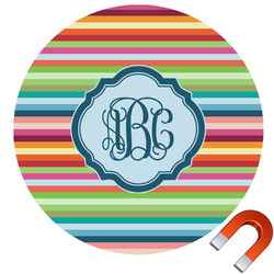 Retro Horizontal Stripes Round Car Magnet - 10" (Personalized)
