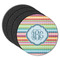 Retro Horizontal Stripes Round Rubber Backed Coasters - Set of 4 (Personalized)