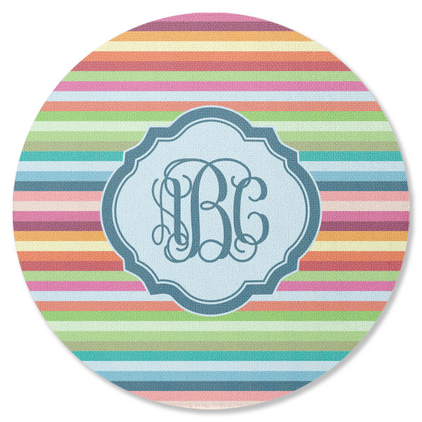 Retro Horizontal Stripes Round Coaster Rubber Back - Single