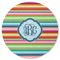 Retro Horizontal Stripes Round Rubber Backed Coaster (Personalized)