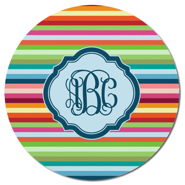 Retro Horizontal Stripes Round Fridge Magnet - FRONT