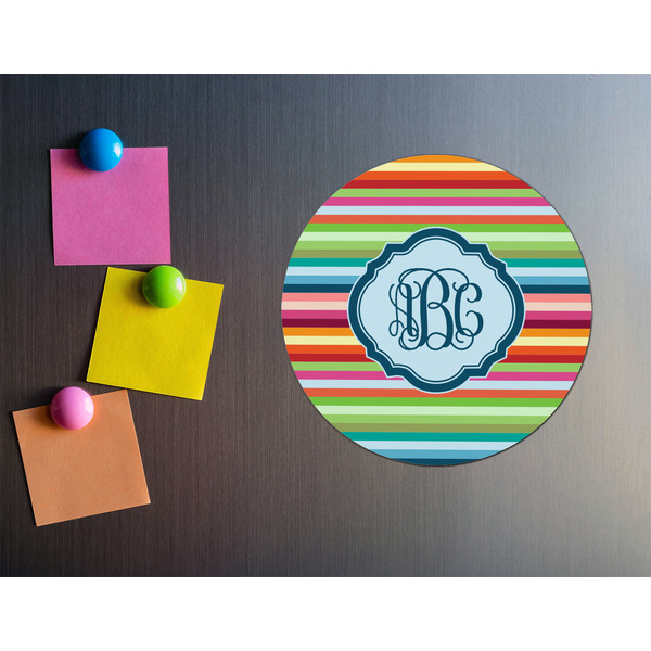 Retro Horizontal Stripes Round Fridge Magnet - LIFESTYLE